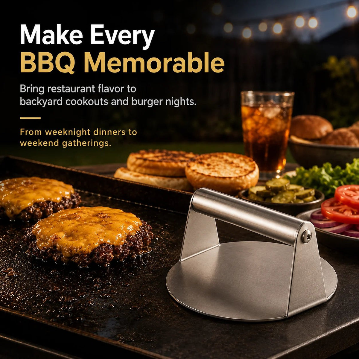 🍔 Stainless Steel Smash Burger Press – Make Restaurant-Style Crispy Burgers at Home