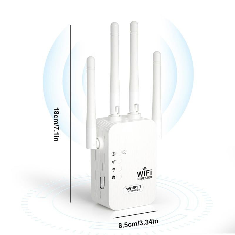 1200Mbps Dual Band (5GHz/2.4GHz) WiFi Extender Covers 10,000 sq. ft & 50 Devices
