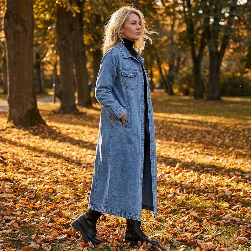 📢📢70% OFF !!!⏰Women’s Casual Longline Button-Up Denim Coat