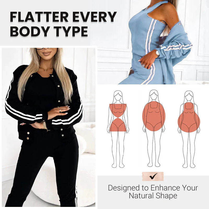 Women's Casual 3-Piece Set - Jacket, Tank Top & Pants