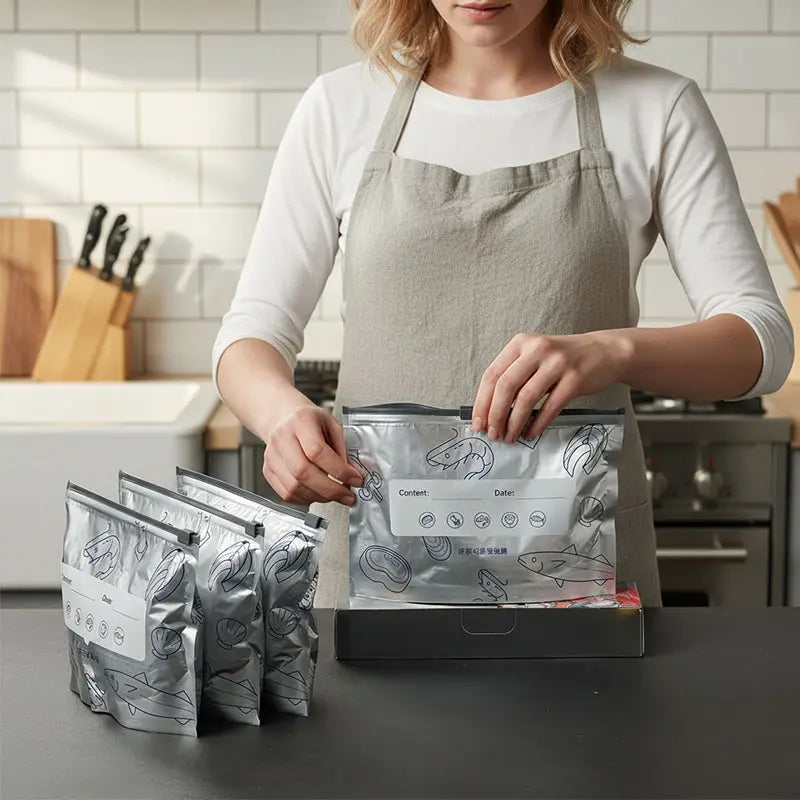 💥Thick Reusable Food Storage Bags – Freezer Safe, Airtight, Stand-Up Design🍴✨