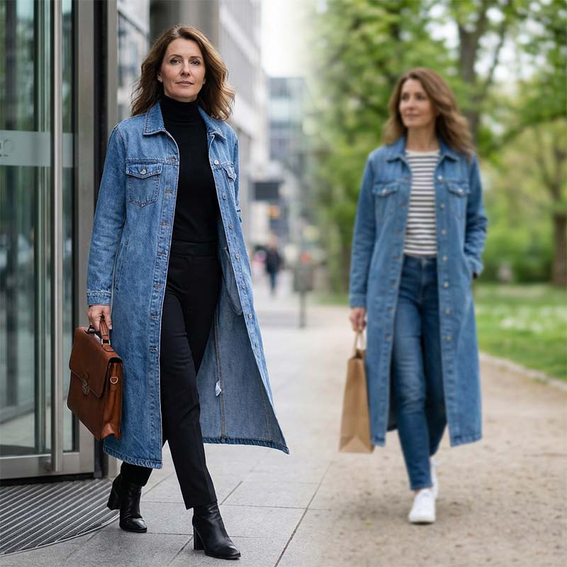 📢📢70% OFF !!!⏰Women’s Casual Longline Button-Up Denim Coat