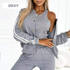 Women's Casual 3-Piece Set - Jacket, Tank Top & Pants