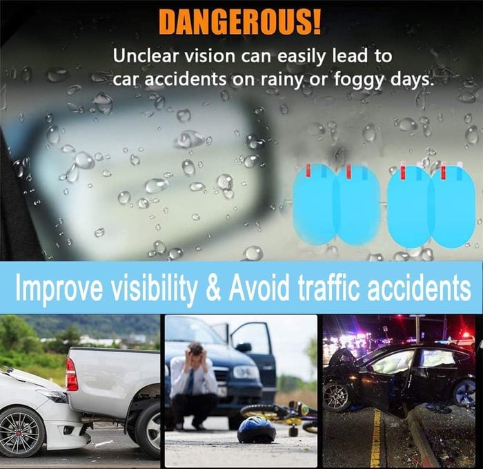 4Pcs Anti-Rain Rearview Mirror Film 🌧️ Drive Safely in Any Weather ✈Fast Shipping Worldwide