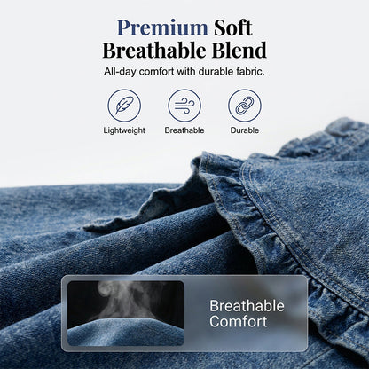 Women's Ruffle Trim Open-Front Denim Jacket