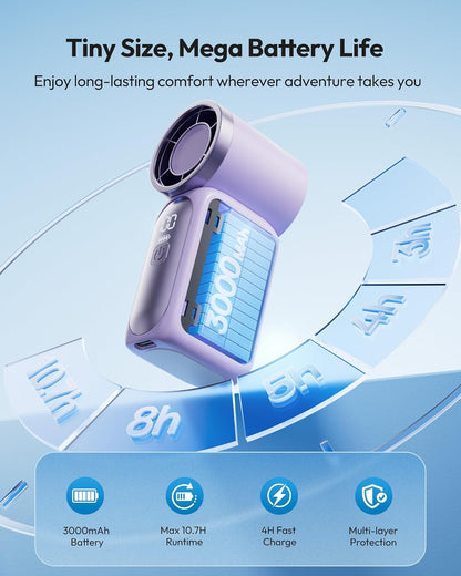 🌬️Buy 1 Get 1 Free✨Turbo Handheld Fan – LED Display, 6 Speeds, 3000mAh🔋