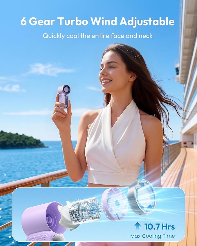 🌬️Buy 1 Get 1 Free✨Turbo Handheld Fan – LED Display, 6 Speeds, 3000mAh🔋