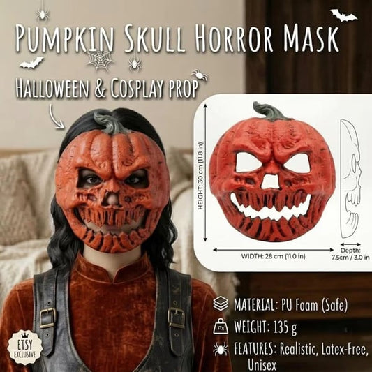 🔥HOT SALE🔥🎃The Evil Jack-O'-Lantern🎃 Premium Pumpkin Skull Horror Mask
