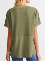 ✨Women's Casual V Neck Waffle Knit Tops Short Sleeve T Shirts（Buy 2 Free Shipping）