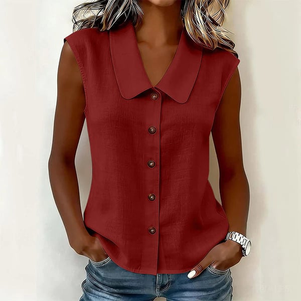 Women’s V-Neck Button-Down Top