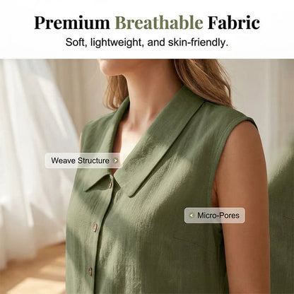 Women’s V-Neck Button-Down Top