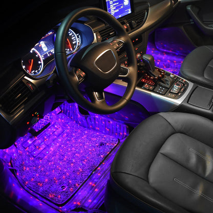 Car Interior USB Star Light 4 PCS(7 Color Voice Control with Remote Control)