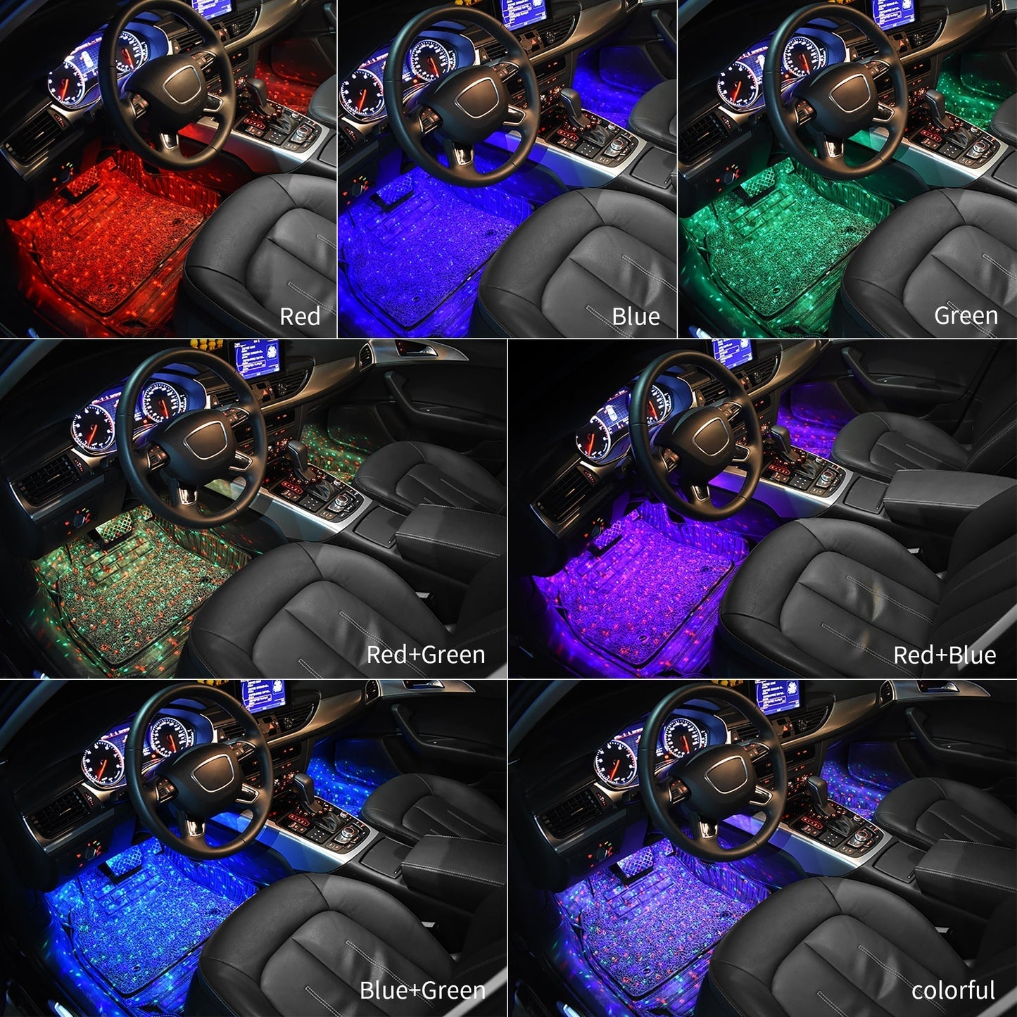 Car Interior USB Star Light 4 PCS(7 Color Voice Control with Remote Control)