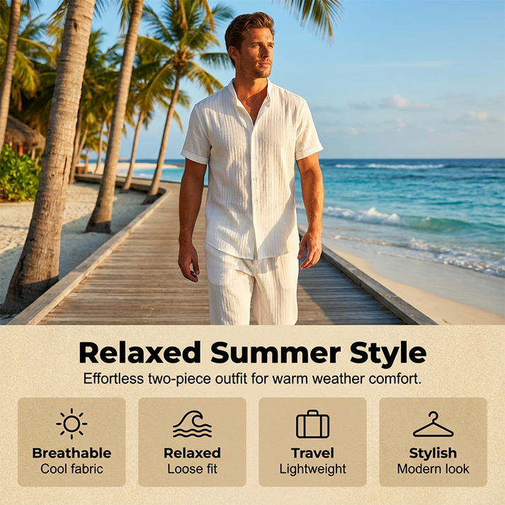 Men's Textured 2-Piece Shirt & Pants Set