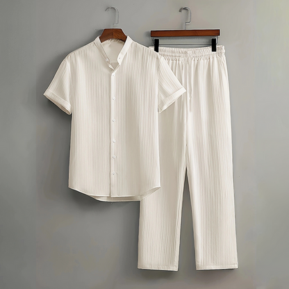 Men's Textured 2-Piece Shirt & Pants Set