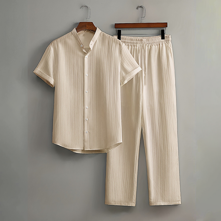Men's Textured 2-Piece Shirt & Pants Set