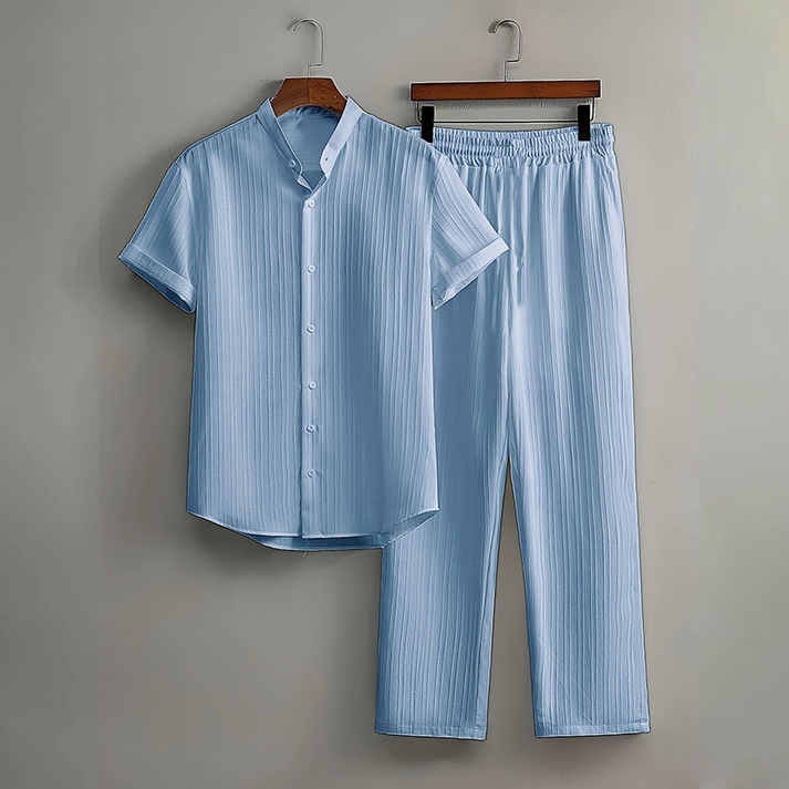 Men's Textured 2-Piece Shirt & Pants Set