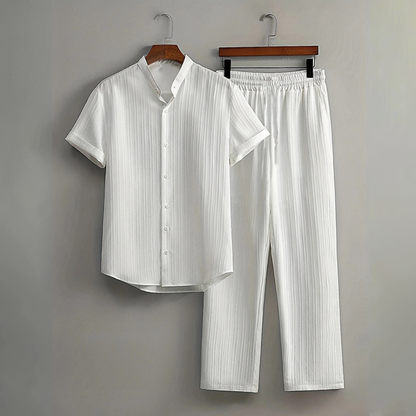 Men's Textured 2-Piece Shirt & Pants Set