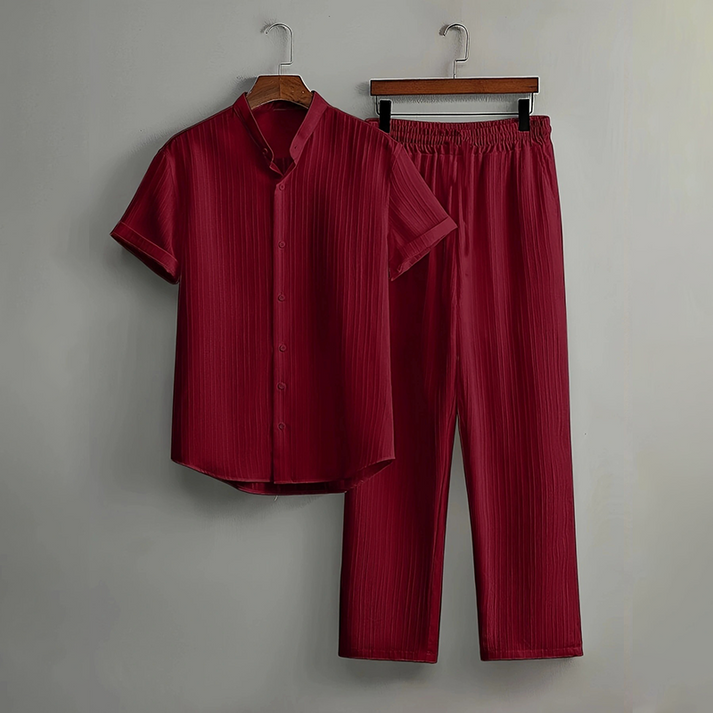 Men's Textured 2-Piece Shirt & Pants Set
