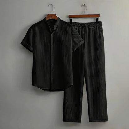 Men's Textured 2-Piece Shirt & Pants Set